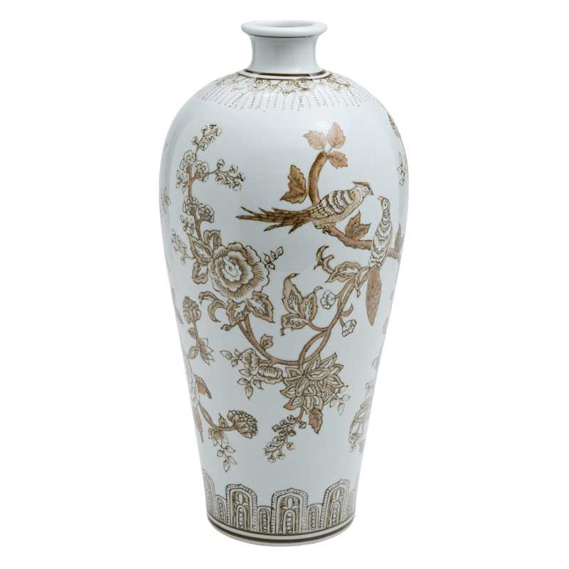 Brown Floral Ceramic Vase, 16" | At Home