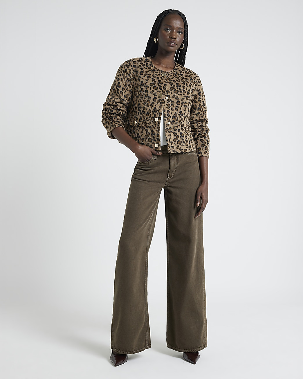 Brown Mid Rise Wide Leg jeans | River Island (UK & IE)