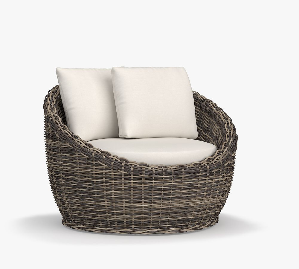 Huntington Wicker Swivel Papasan Outdoor Lounge Chair | Pottery Barn (US)