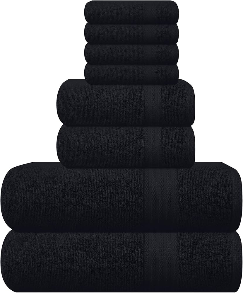 GLAMBURG Ultra Soft 8-Piece Towel Set - 100% Pure Ringspun Cotton, Contains 2 Oversized Bath Towe... | Amazon (US)