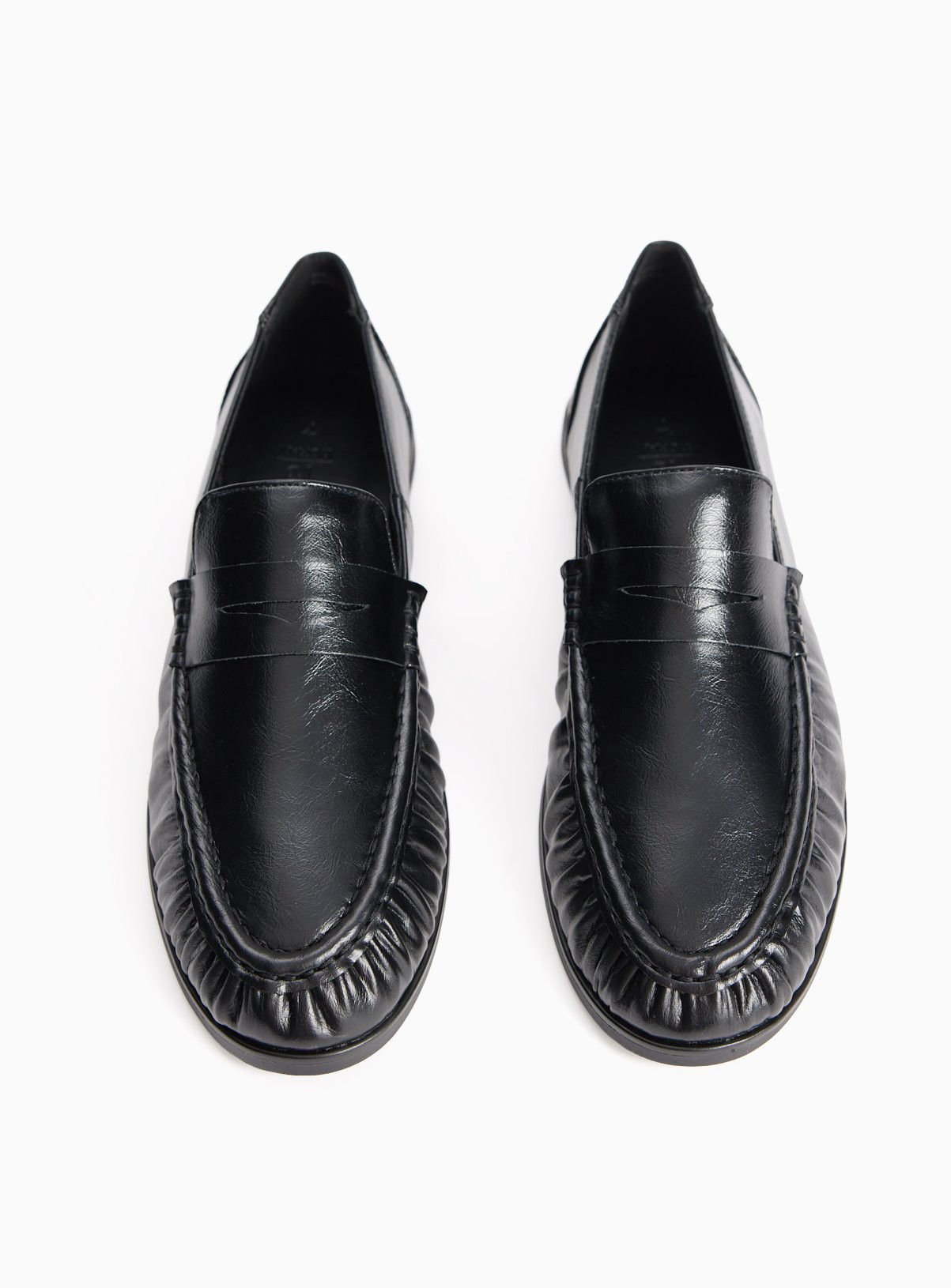 Black Faux Leather Eel Detail Penny Loafers 4 | Tu Clothing