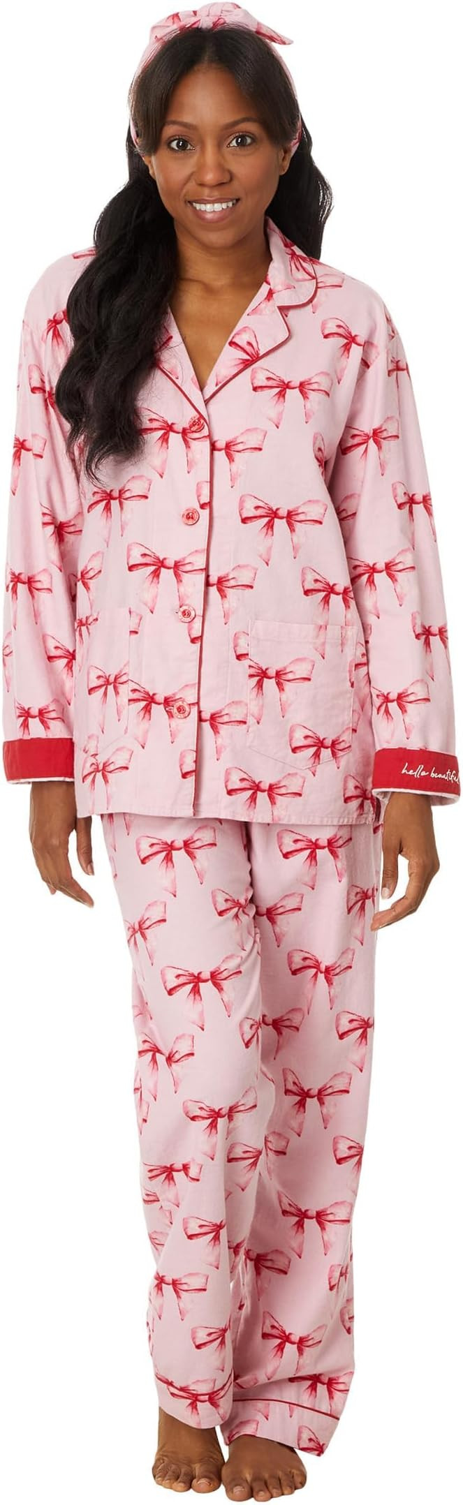 PJ Salvage Women's Flannel Pajama Set with Headband | Amazon (US)