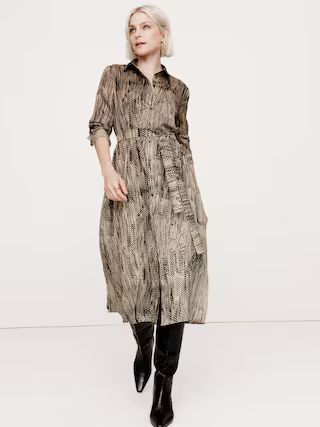 Oversized Snake-Print Midi Shirtdress | Banana Republic (US)