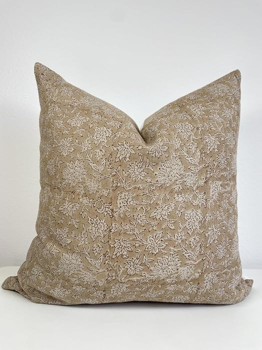 Generic Canyon Theory Hand Block Print Pure Linen 20x20 Inch Throw Pillow Cover: Handmade Vintage... | Amazon (US)