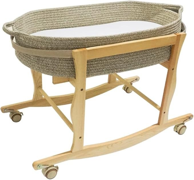 ECOADE Moses Basket Stand, Baby Moses Basket Rocker Stand - Natural Wood | Amazon (US)