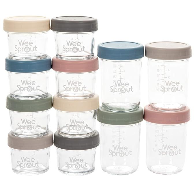 WeeSprout Glass Baby Food Storage Jars - 12 Set | 4 oz & 8 oz Baby Food Jars with Lids | Freezer ... | Amazon (US)