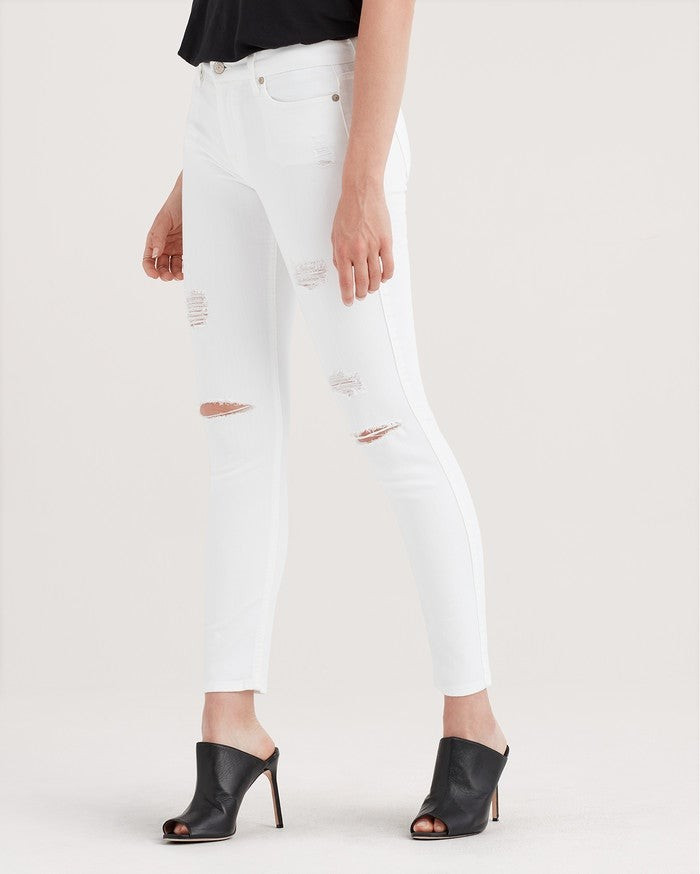 Ankle Skinny With Destroy in Clean White | 7 For All Mankind