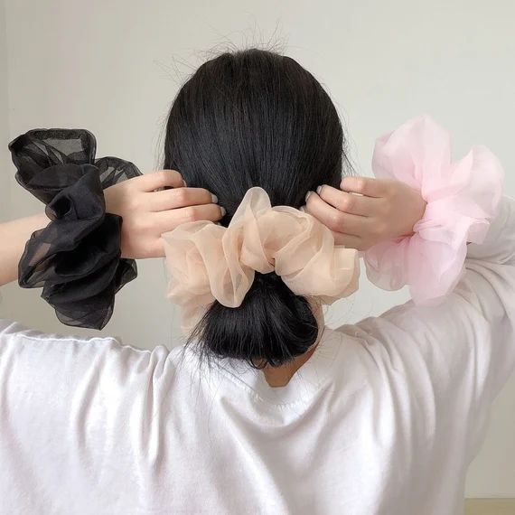 Oversize organza scrunchie , Puffy flower Pastel tie, Hair accessory SALE! / madlisastreet access... | Etsy (US)