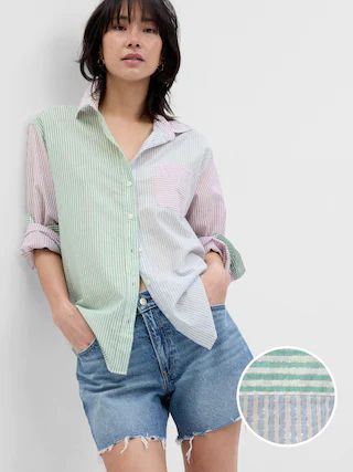 Metallic Stripe Big Shirt | Gap (US)