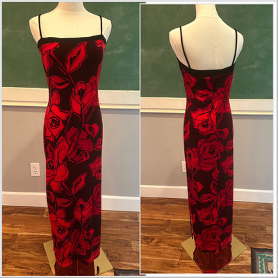 Vintage 90s whimisgoth prom semi formal dress women's sz large velvet feel roses | eBay | eBay US