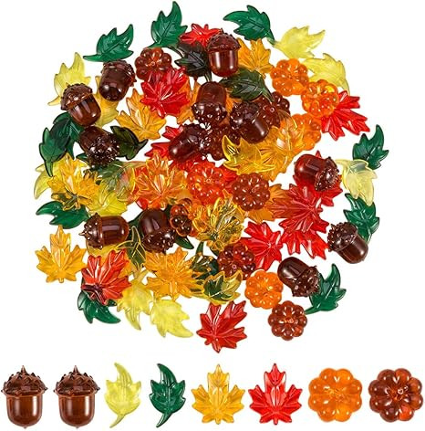 84 Pieces Acrylic Leaves Mini Acrylic Pumpkin Maple Leaves Acorns Crystals Gems for Thanksgiving ... | Amazon (US)