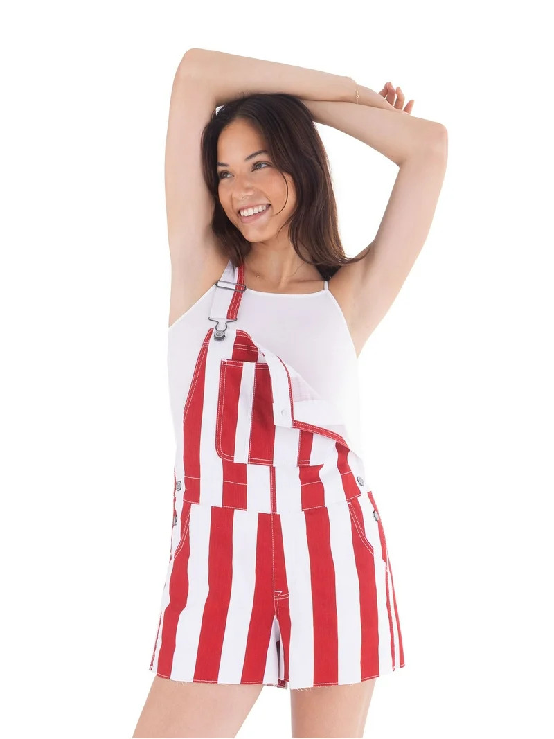 No Boundaries Game Day Raw Hem Shortalls, 3" Inseam, Women's | Walmart (US)