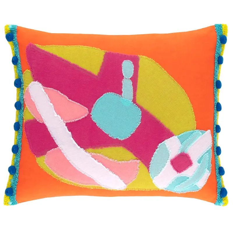 Lily Pad Pals Orange Applique Decorative Pillow | Annie Selke
