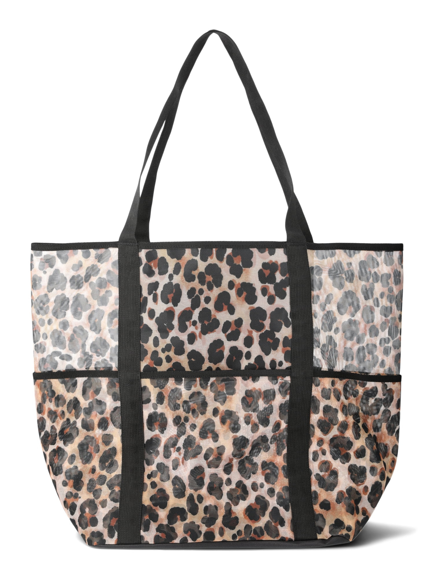 No Boundaries Mesh Beach Tote Bag, Women's, Leopard | Walmart (US)