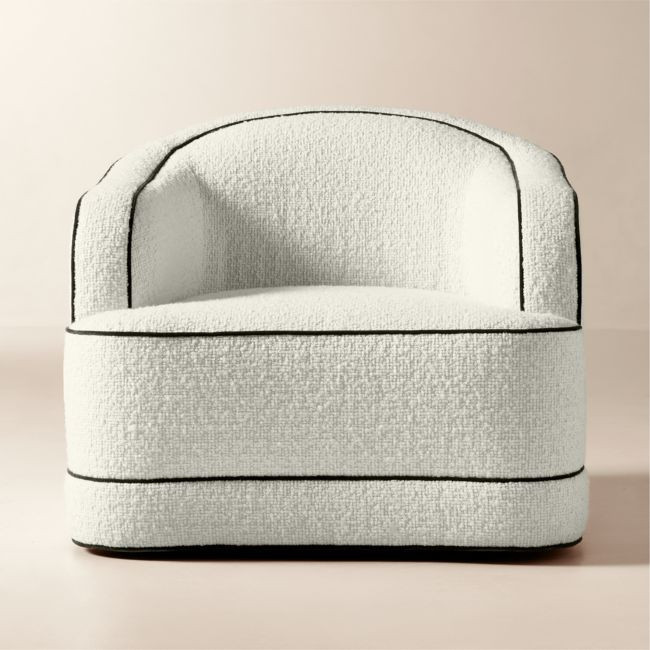 Mylene Ivory Boucle Swivel Chair | CB2
