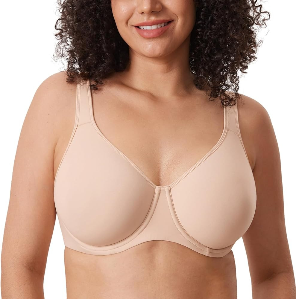 DELIMIRA Women's Inbarely Plus Full Coverage Bra Plus Size Underwire Unlined Seamless Bras | Amazon (US)