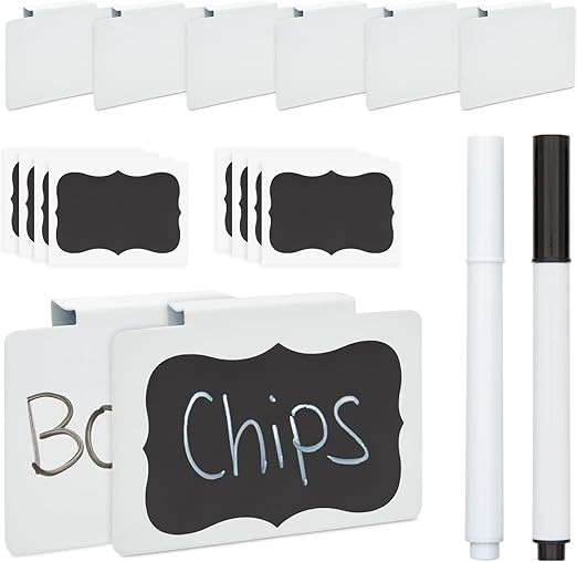 Okuna Outpost 8 Pack Metal Basket Labels Clip for Storage Bins, 2 Markers and 8 Stickers (18 Piec... | Amazon (US)