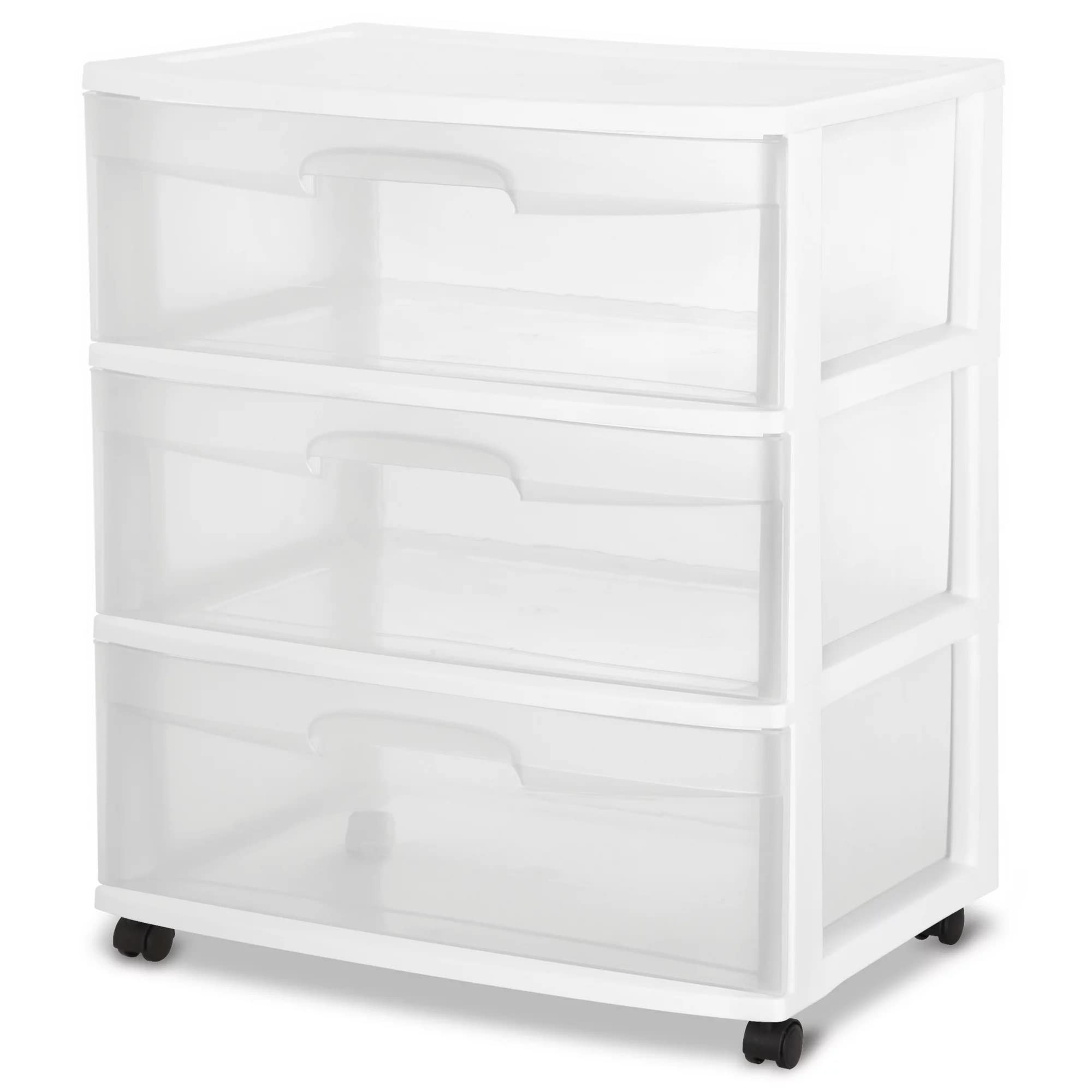 Plastic Storage Drawer Cart, Medium Home Organization Storage Container with 3 Large Clear Drawer... | Amazon (US)
