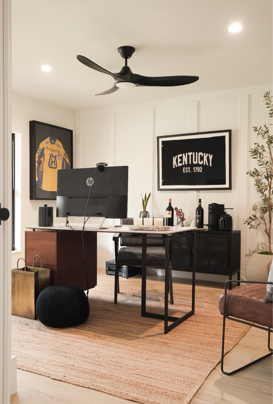Home office decor
#meandmrjones 
Marble desk 
Jute rug 
Black entryway console 
 

#LTKhome #LTKunder50 #LTKunder100