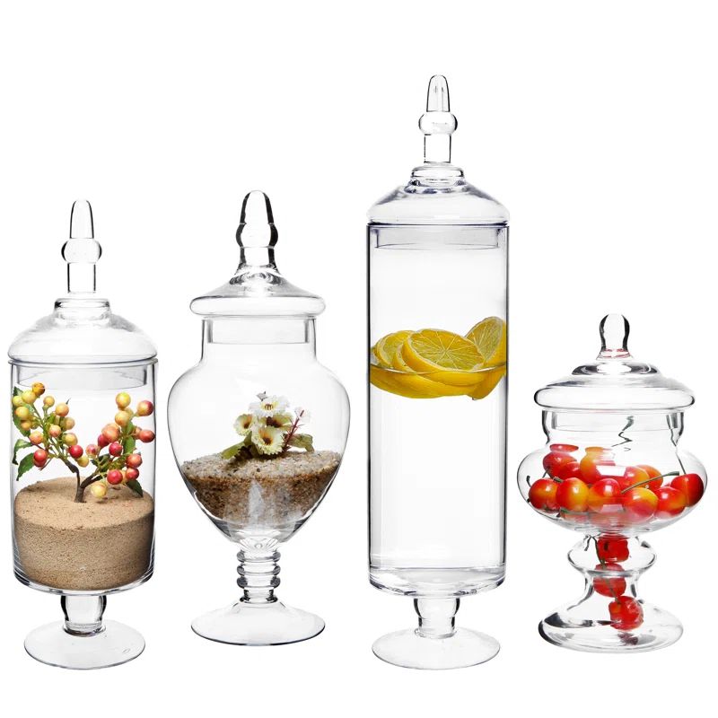 4 Piece Kitchen Glass Apothecary Jar Set | Wayfair North America