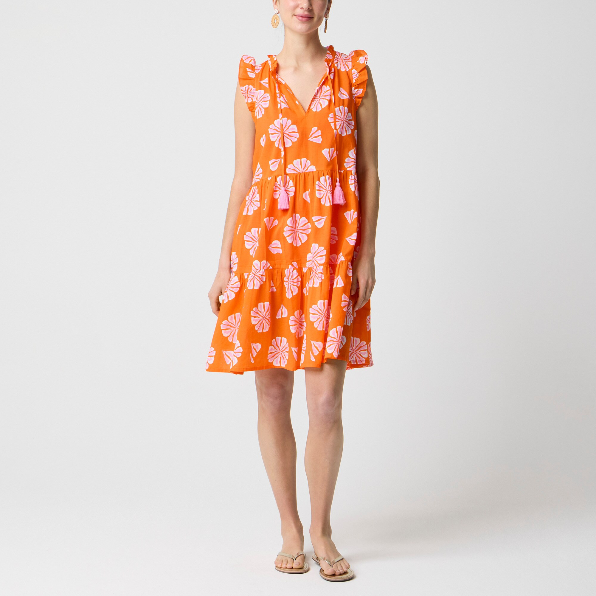 Ruffle-sleeve tiered beach dress | J.Crew Factory