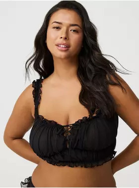 Off-Shoulder Ruffle Mesh Bralette | Torrid (US & Canada)