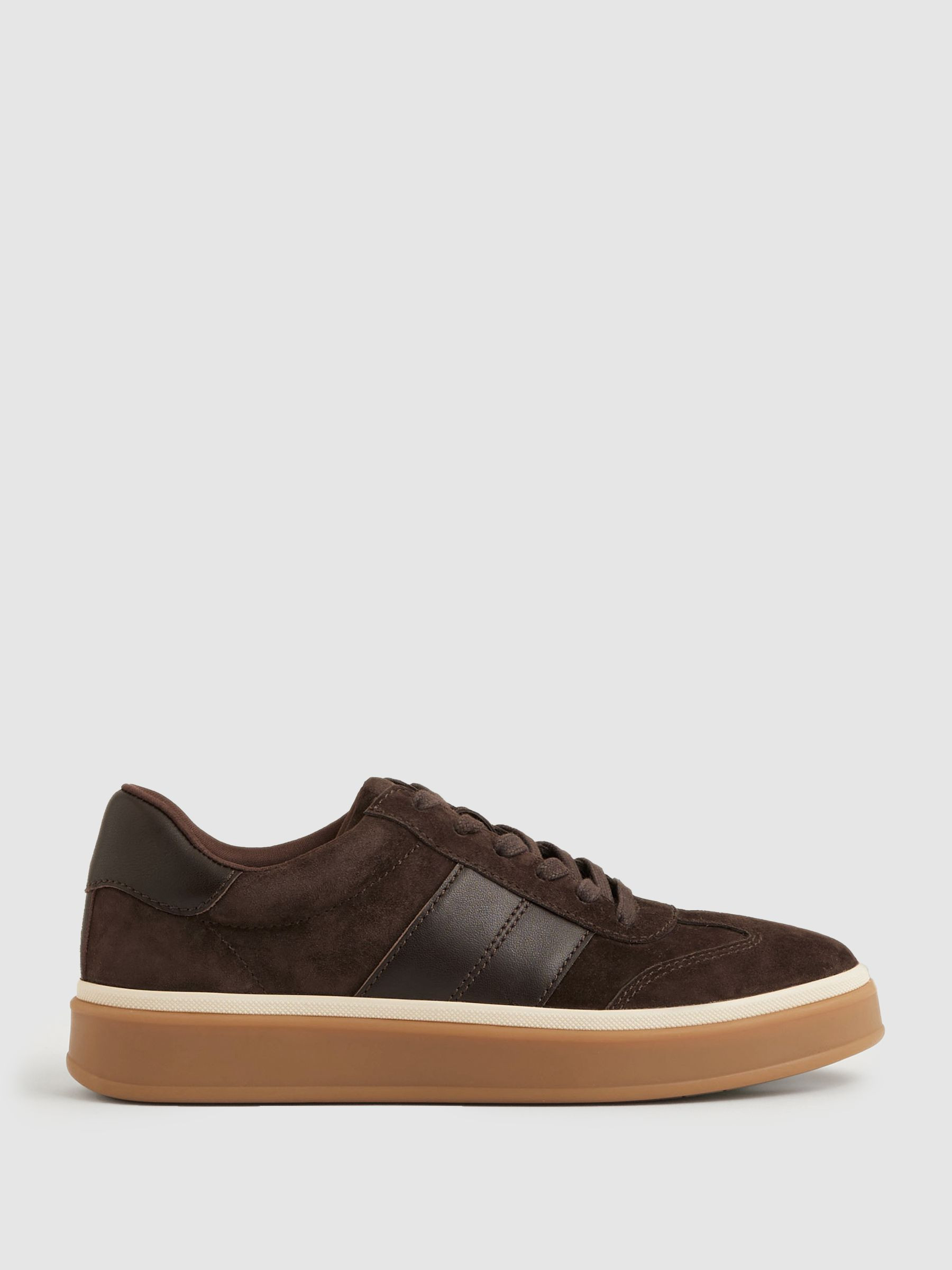 Suede Low-Top Trainers in Chocolate | Reiss UK