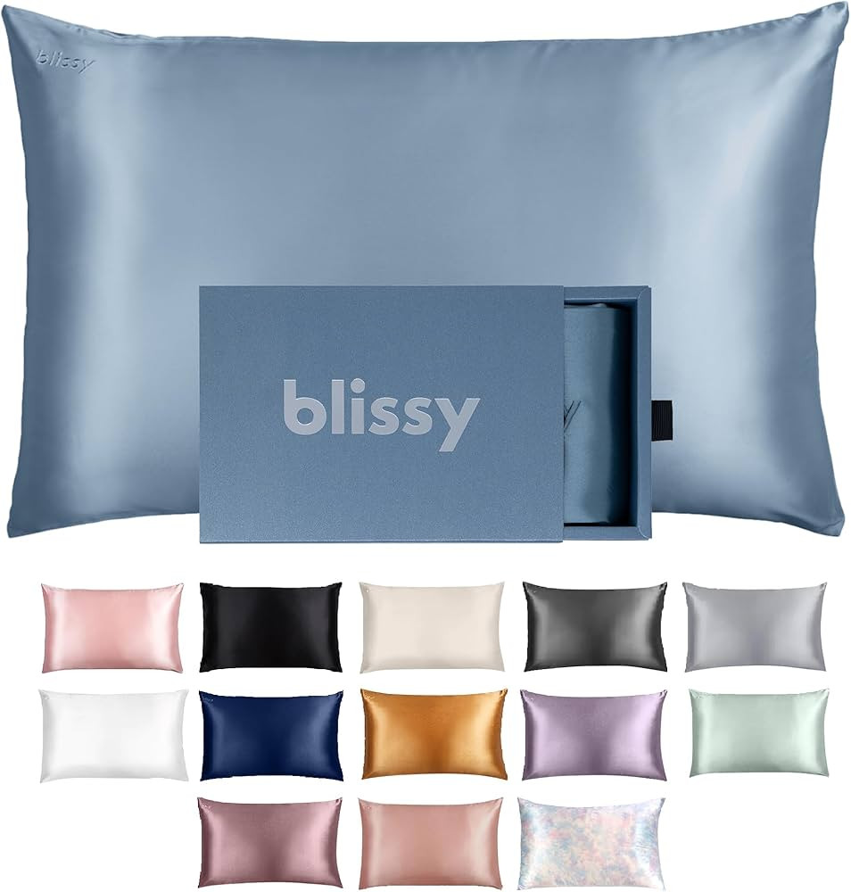 Blissy Silk Pillowcase - 100% Pure Mulberry Silk - 22 Momme 6A High-Grade Fibers - Silk Pillow Co... | Amazon (US)