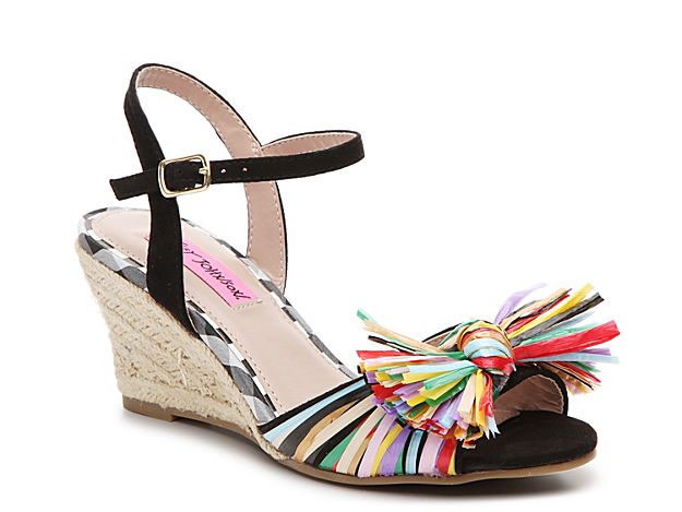 Betsey Johnson Beta Espadrille Wedge Sandal - Women's - Black Multicolor | DSW