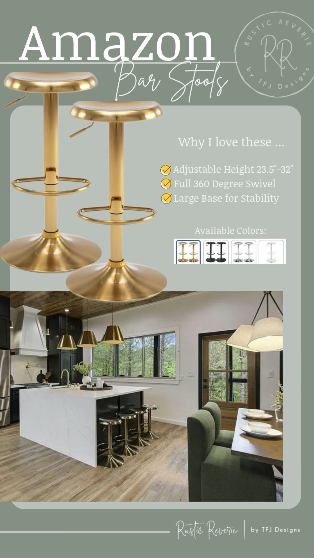 Sharing these gorgeous BAR STOOLs one more time … they look high end, but are so affordable!! Perfect for counter height and bar height seating. 🖤 gold brass kitchen furniture luxury for less modern transitional curated style home decor black white aesthetic rustic refined look amazon creator favorites prime shipping entertaining 

#LTKHome #LTKSaleAlert