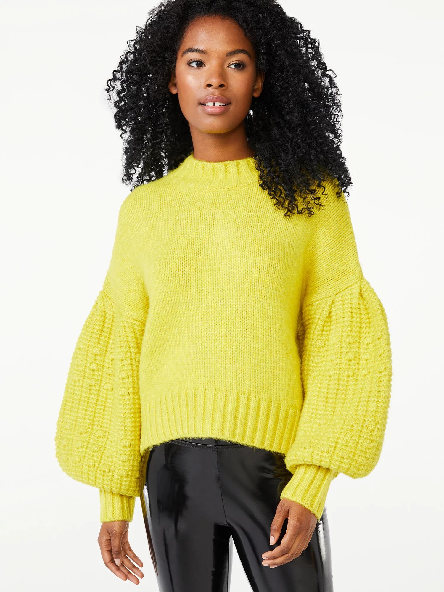 Scoop Women's Cropped Bobble Sweater | Walmart (US)