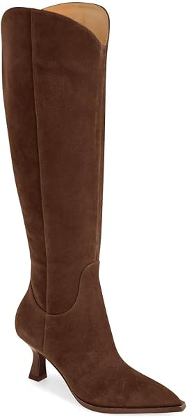 Coutgo Womens Wide Calf Knee High Boots Kitten Heel Pointed Toe Tall Boots Side Zipper Fall Winte... | Amazon (US)