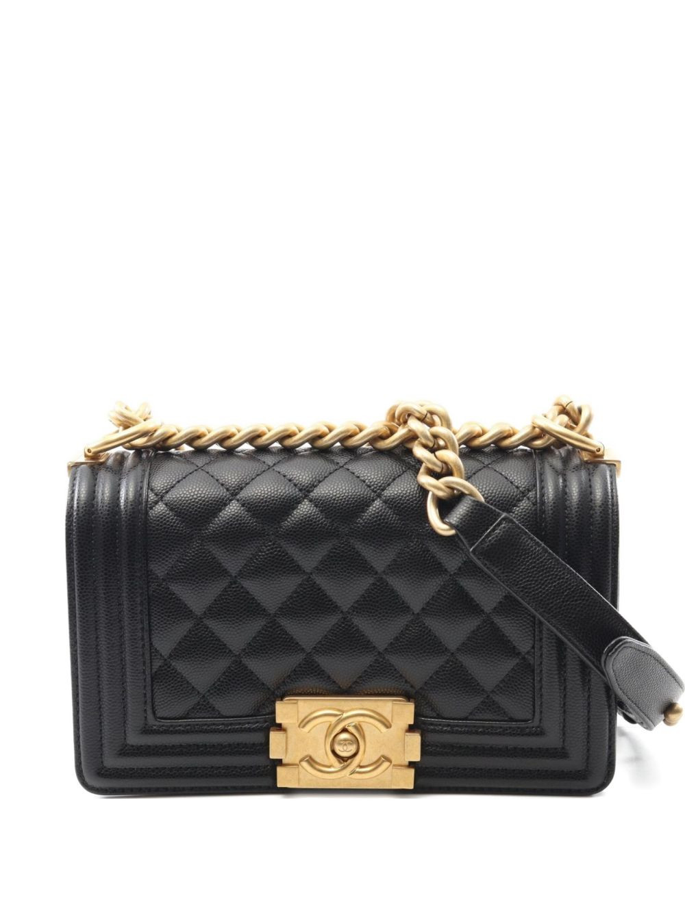 CHANEL Pre-Owned 2021 small Le Boy caviar-leather satchel bag - BLACK | Farfetch Global
