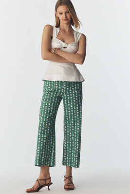 The Colette Printed Linen Blend Crop Wide-Leg Pants by Maeve | Anthropologie (US)