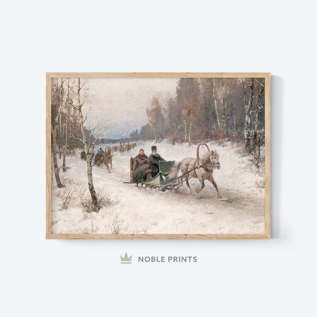 Vintage Winter Landscape Print Printable Vintage Christmas - Etsy | Etsy (US)