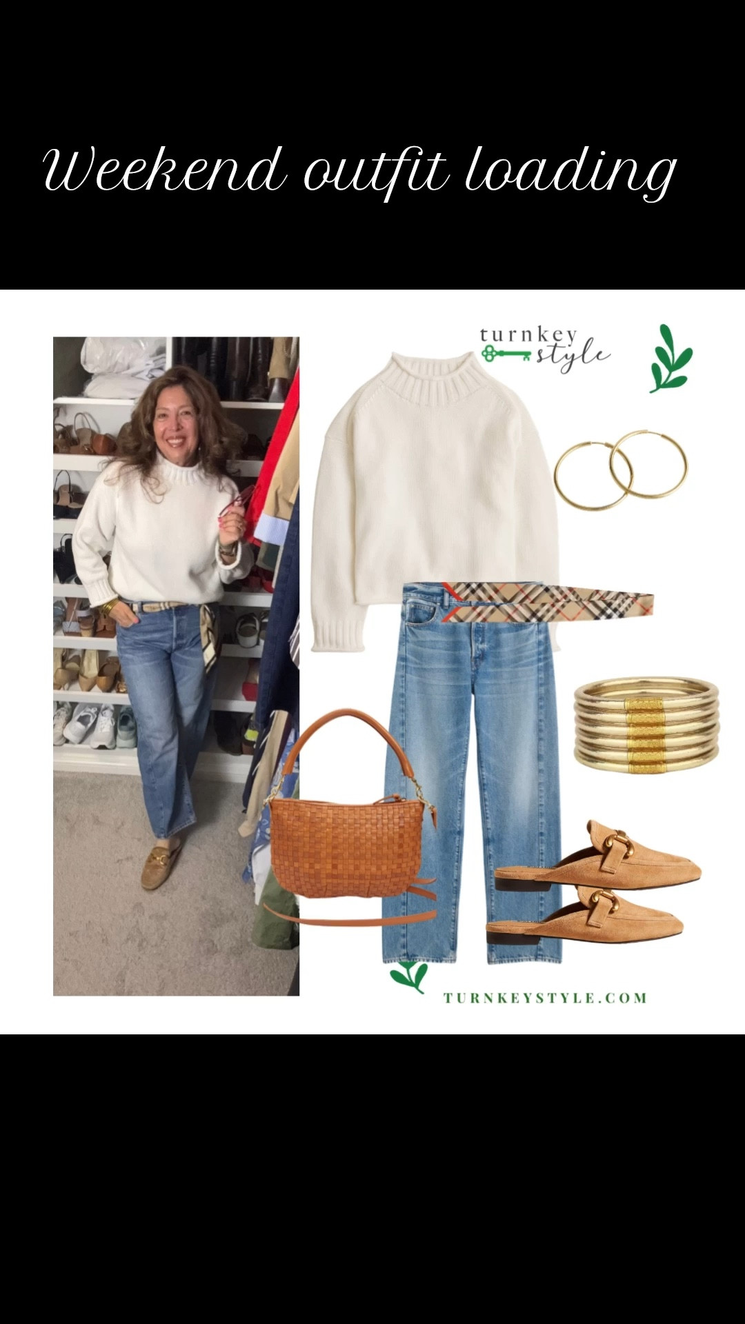Weekend outfit loading 
 Comfy cozy sweater m, new jeans and mules. Jeans are on sale. Size down. 

I’m Elisa, a wardrobe stylist, founder of Turnkey Style, and author of The Style Advantage: I Say What HR Can’t. I work with professionals and corporate teams to help them show up authentically, on brand, and with confidence. I’m also a mom of two grown boys, a wife, a post-menopausal woman in business, 5’4”, a size 14/16 on the bottom and L on top. I’ve been everything from a size 10–18+, which is why fit, function, and real life always come first.

#LTKSaleAlert #LTKootd #LTKgrwm
