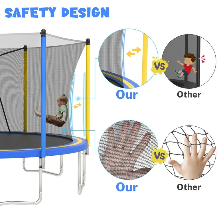 14ft Trampoline with Basketball Hoop, SEGMART Upgraded Round Kids Outdoor Trampoline with Enclosu... | Walmart (US)
