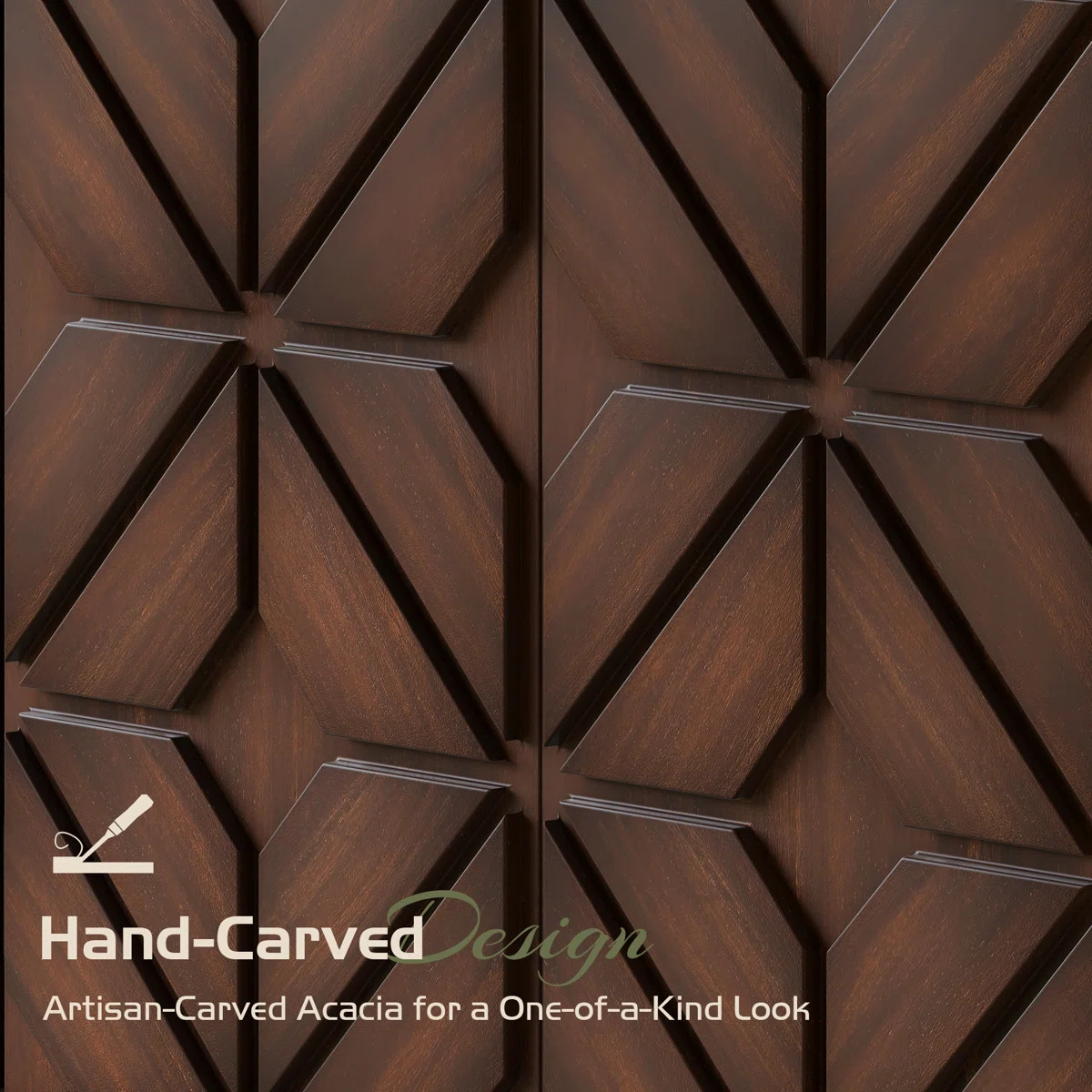 62" Solid Wood Sideboard With Hand-Carved Door Panel, Walnut Brown | Wayfair North America