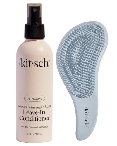 Kitsch Argan Milk Leave-In Conditioner Spray & Hair Detangler Brush - Soft Bristle Detangling Brush (Haze Blue) Bundle – Hydrate, Nourish & Tangle-Free Hair Care | Amazon (US)