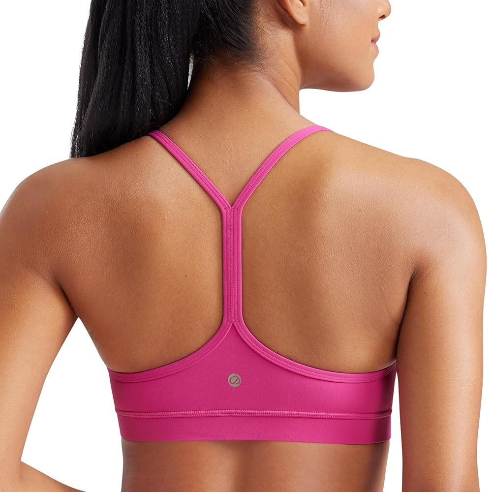 CRZ YOGA Butterluxe Womens Y Back Sports Bra - Padded Racerback Low Impact Spaghetti Thin Strap W... | Amazon (US)