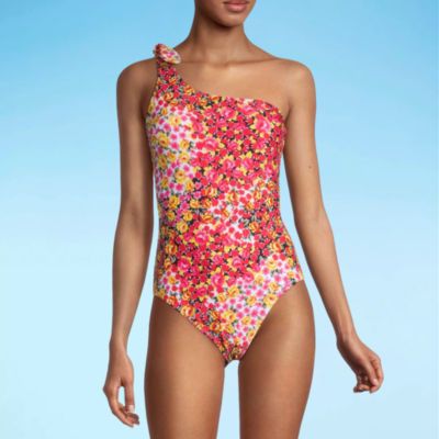 Decree Womens Asymmetric Floral One Piece Swimsuit Juniors | JCPenney