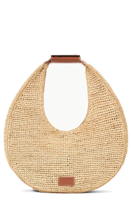 STAUD Large Raffia Moon Shoulder Bag in Natural/tan at Nordstrom | Nordstrom