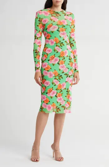 Loah Long Sleeve Mesh Midi Dress | Nordstrom Rack