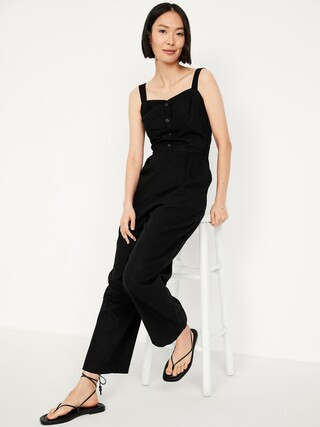Button-Front Linen-Blend Cami Jumpsuit | Old Navy (US)