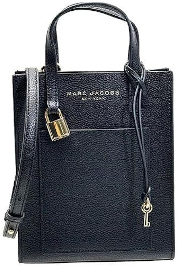 Marc Jacobs H001L03FA22 Mini Grind Black With Gold Hardware Leather Women's Micro Tote Bag | Amazon (US)