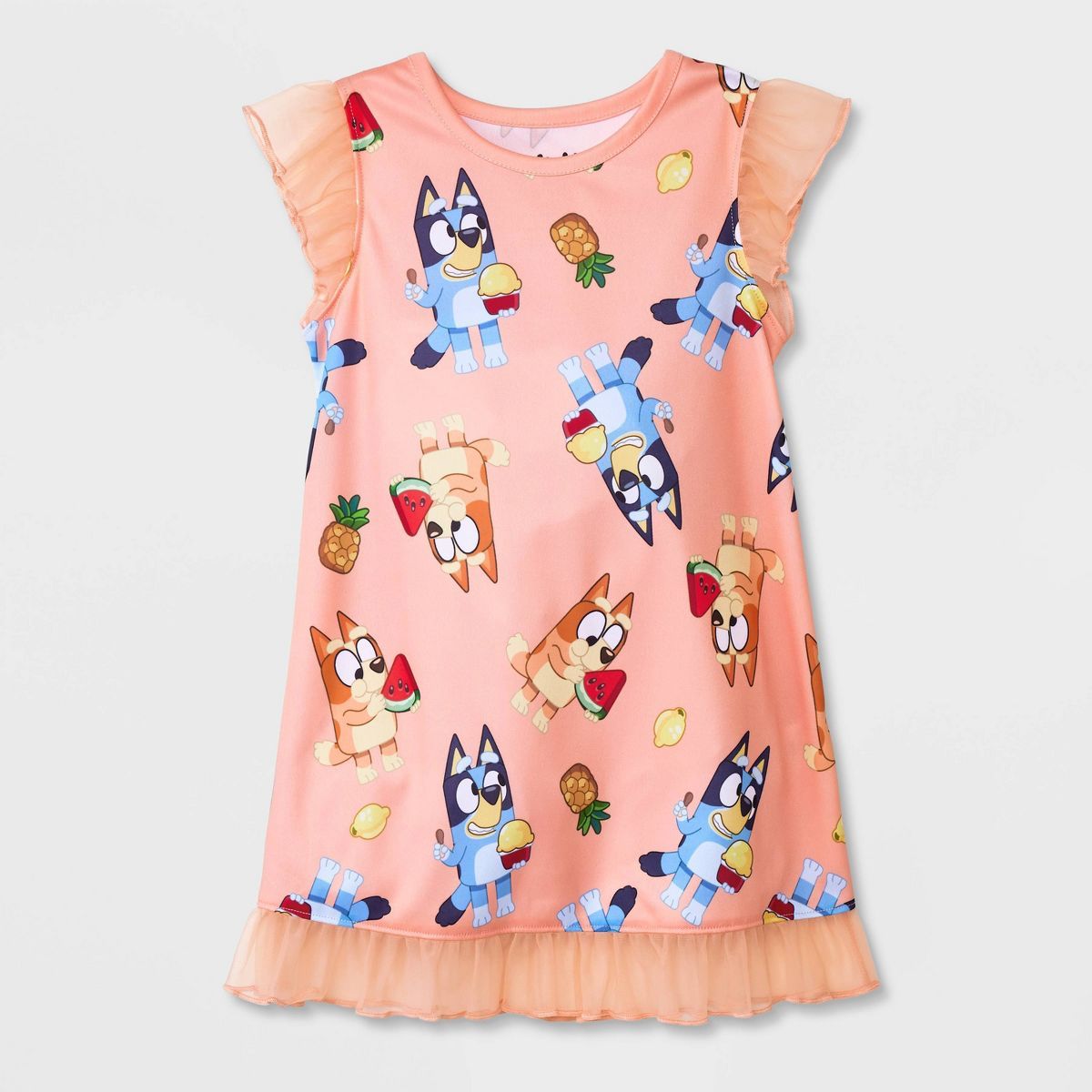 Toddler Girls' Bluey Fruit NightGown Pajama - Orange | Target