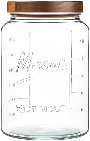 kitchentoolz Extra Large Mason Jar - 1 Gallon Glass Wide Mouth Jar with Airtight Wooden Lid, Food... | Amazon (US)