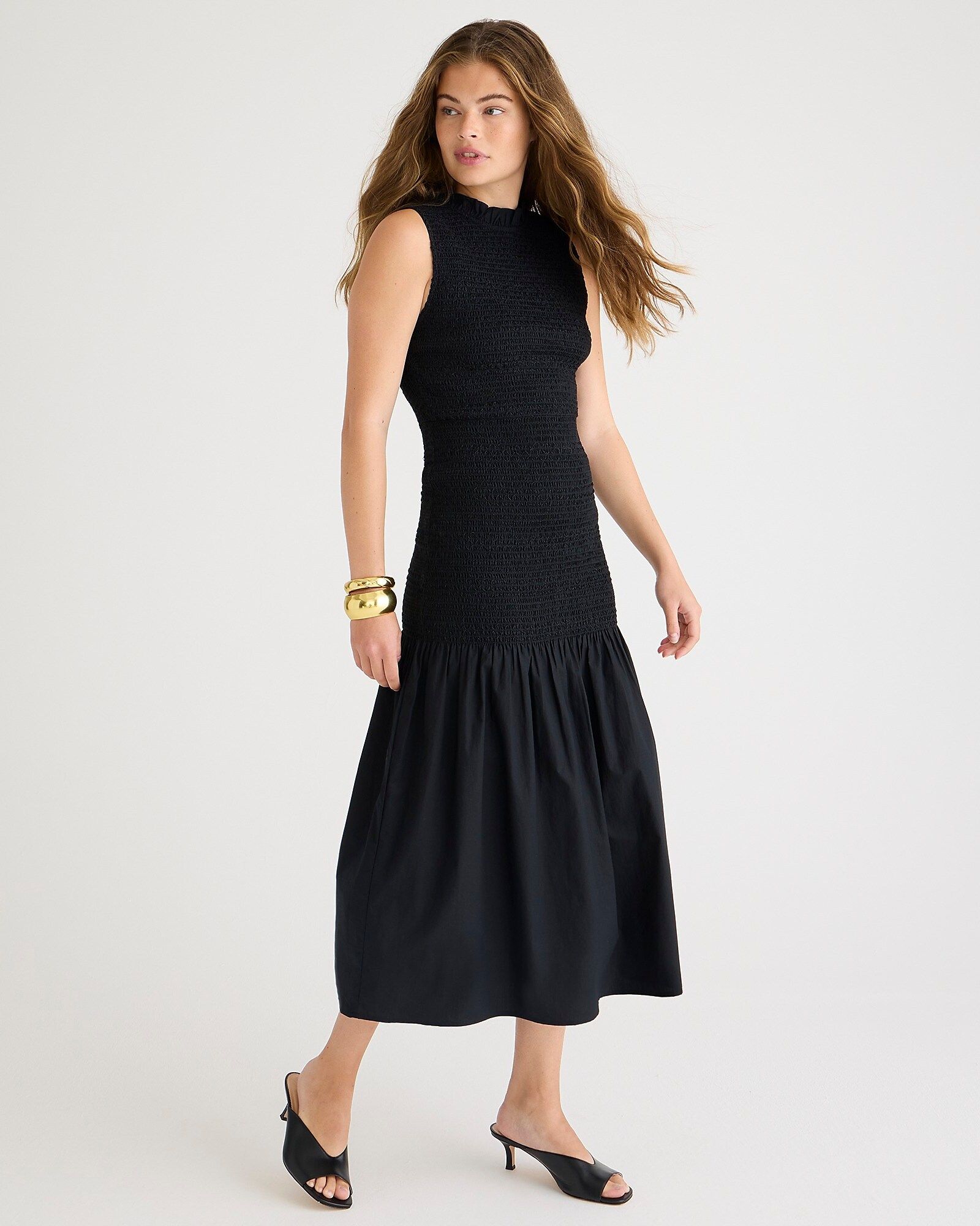 Smocked drop-waist dress in cotton poplin | J.Crew US