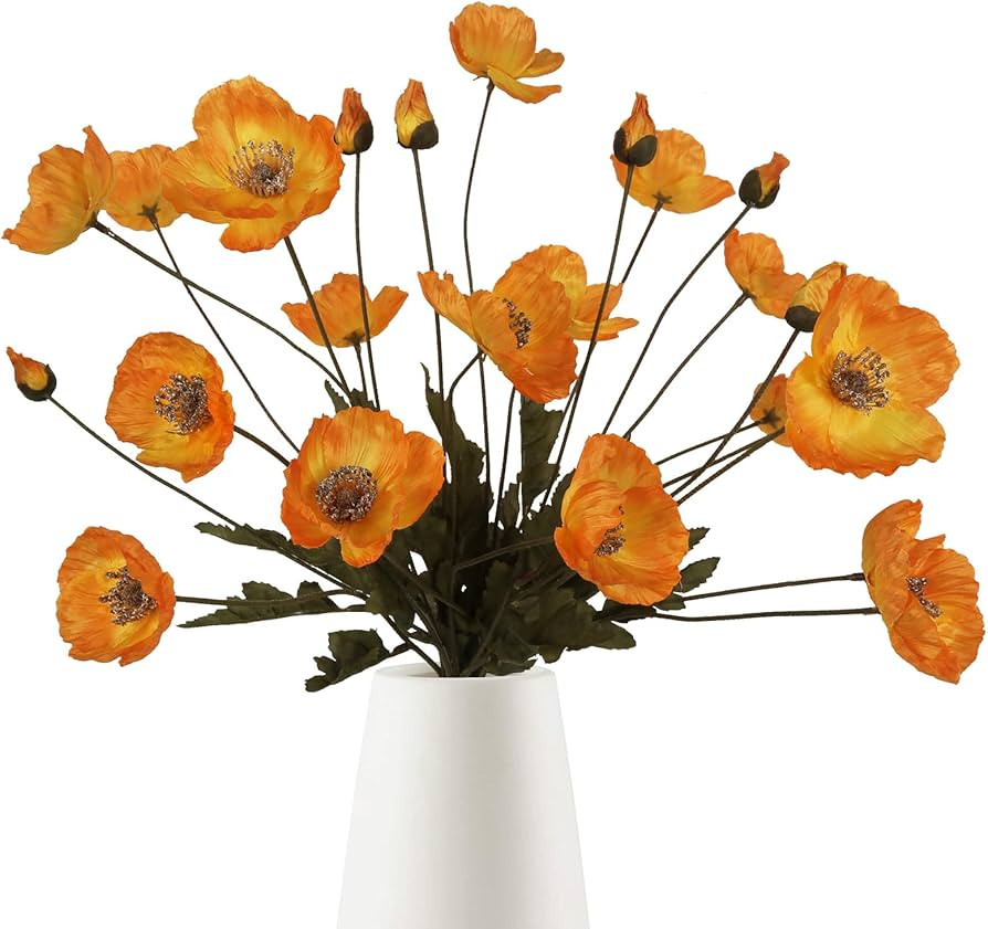 IPOPU Silk Poppies - 6pcs Realistic Orange Flowers for Wedding & Party Decorations | Amazon (US)