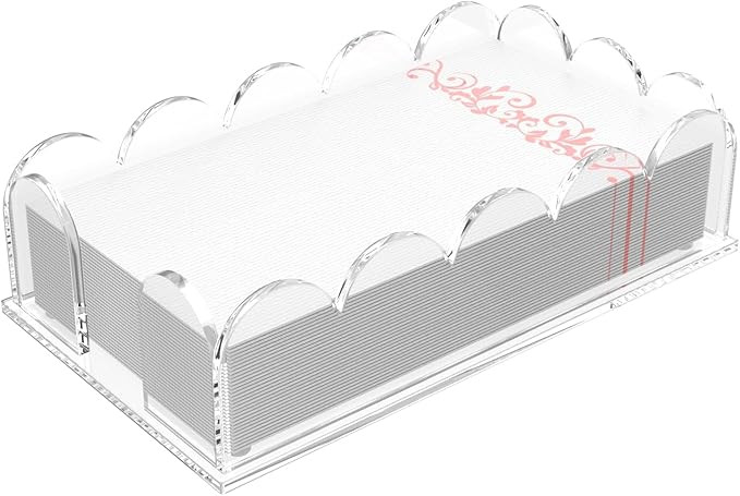 YAGELI Clear Acrylic Napkin Holder – Elegant Scalloped Tray for Bathroom, Kitchen, Dining Room ... | Amazon (US)